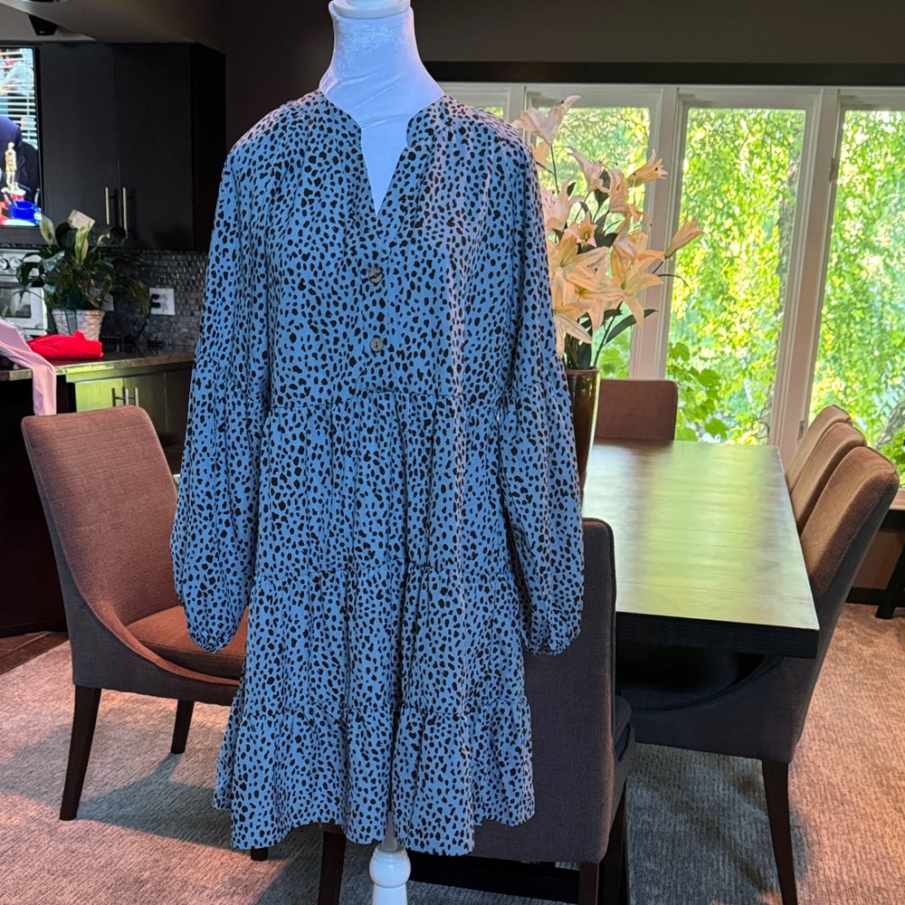 Stylish Blue with brown Dress